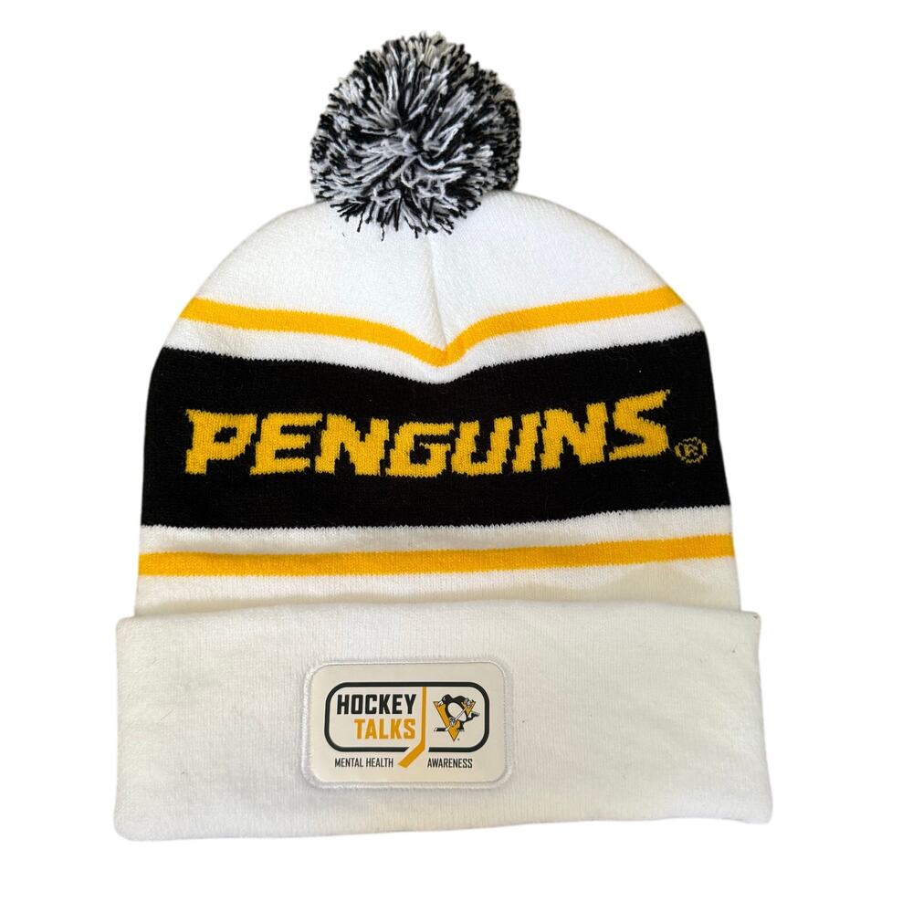Pittsburgh Penguins NHL Winter Cuffed Knit Hat with Pom Mental Health Awareness